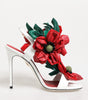 Sandales Dolce &amp; Gabbana à détails floraux blancs et rouges