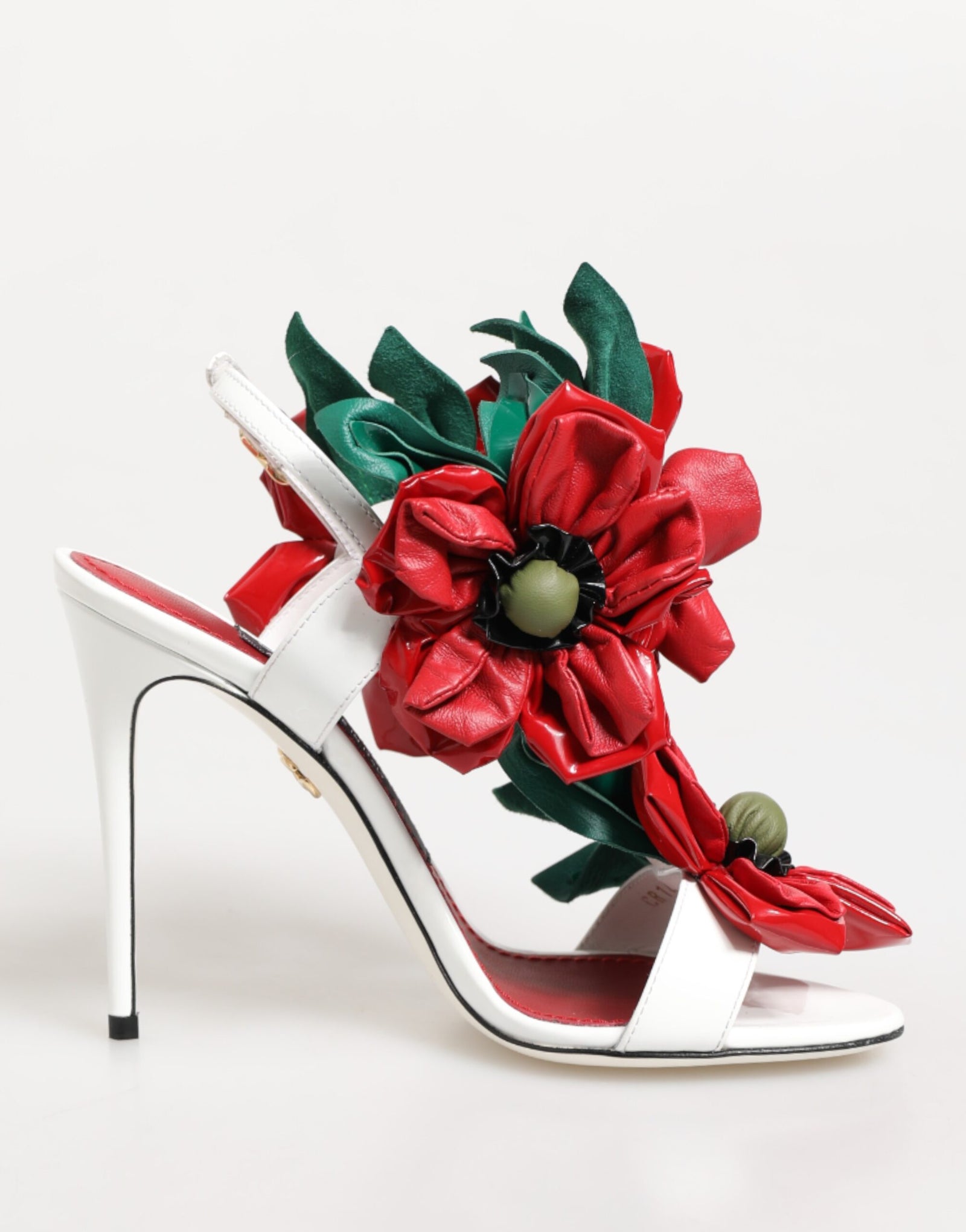 Sandales Dolce &amp; Gabbana à détails floraux blancs et rouges