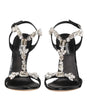 Dolce & Gabbana Black Keira Crystals Heels Sandals Shoes