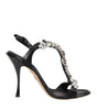 Dolce & Gabbana Black Keira Crystals Heels Sandals Shoes