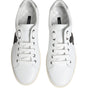 Dolce & Gabbana White Crown Bee Leather Low Top Sneakers Shoes
