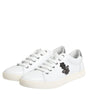 Dolce & Gabbana White Crown Bee Leather Low Top Sneakers Shoes
