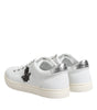 Dolce & Gabbana White Crown Bee Leather Low Top Sneakers Shoes