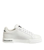 Dolce & Gabbana Black White Leather Portofino Sneaker Shoes