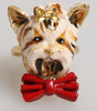 Dolce & Gabbana Gold Brass Resin Beige Dog Pet Accessory Ring