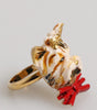 Dolce & Gabbana Gold Brass Resin Beige Dog Pet Accessory Ring
