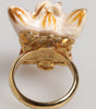 Dolce & Gabbana Gold Brass Resin Beige Dog Pet Accessory Ring