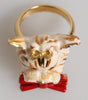 Dolce & Gabbana Gold Brass Resin Beige Dog Pet Accessory Ring