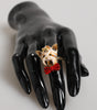 Dolce & Gabbana Gold Brass Resin Beige Dog Pet Accessory Ring