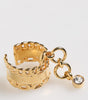 Dolce & Gabbana Gold Tone Brass Logo Chain Clear Crystals Adjustable Ring