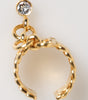 Dolce & Gabbana Gold Tone Brass Logo Chain Clear Crystals Adjustable Ring