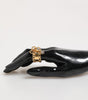 Dolce & Gabbana Gold Tone Brass Logo Chain Clear Crystals Adjustable Ring