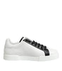 Dolce & Gabbana Black White Leather Portofino Sneaker Shoes