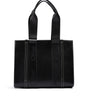 Chloé Black Woody Embroidered Logo Leather Medium Tote Bag