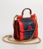 Dolce & Gabbana Red Blue Leather Sicily Crossbody Chain SatchelBorse Bag