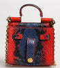 Dolce & Gabbana Red Blue Leather Sicily Crossbody Chain SatchelBorse Bag