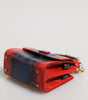 Dolce & Gabbana Red Blue Leather Sicily Crossbody Chain SatchelBorse Bag