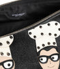 Dolce & Gabbana Black Leather #DGFAMILY Embellished Men Clutch Pouch Bag