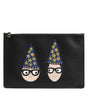 Dolce & Gabbana Black Leather #DGFAMILY Embellished Men Clutch Pouch Bag