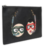 Dolce & Gabbana Black Leather #DGFAMILY Embellished Men Clutch Pouch Bag