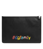 Dolce & Gabbana Black Leather #DGFAMILY Embellished Men Clutch Pouch Bag