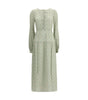 Kristina Ti Silk long Dress with foliage print