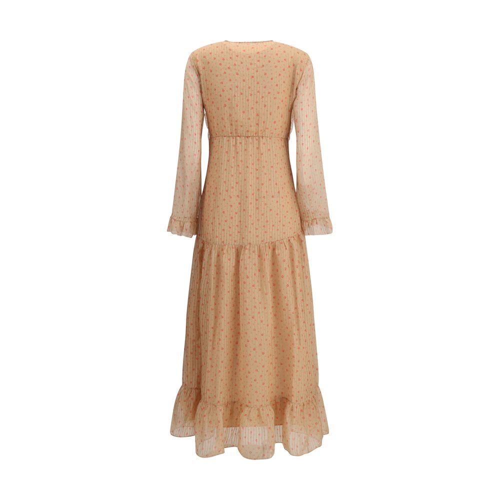 Kristina Ti Silk long Dress with rouches