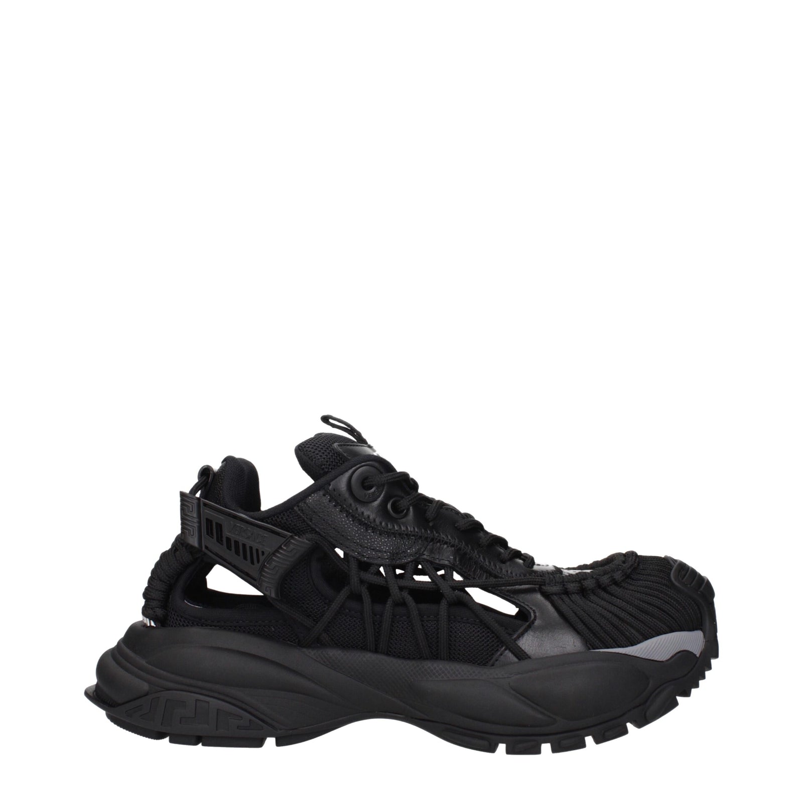 Versace Black Leather Athletic Sneakers