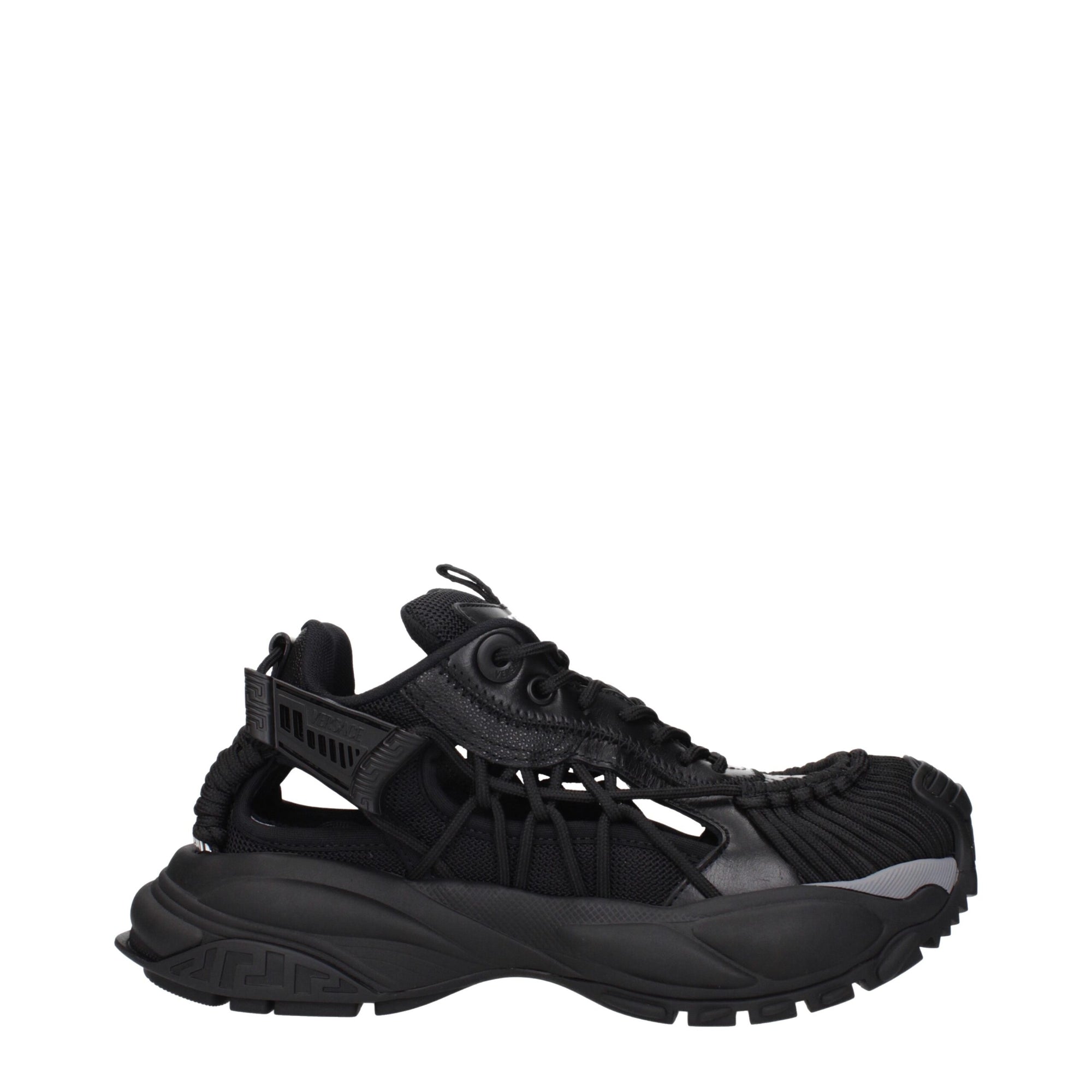 Versace Black Leather Athletic Sneakers