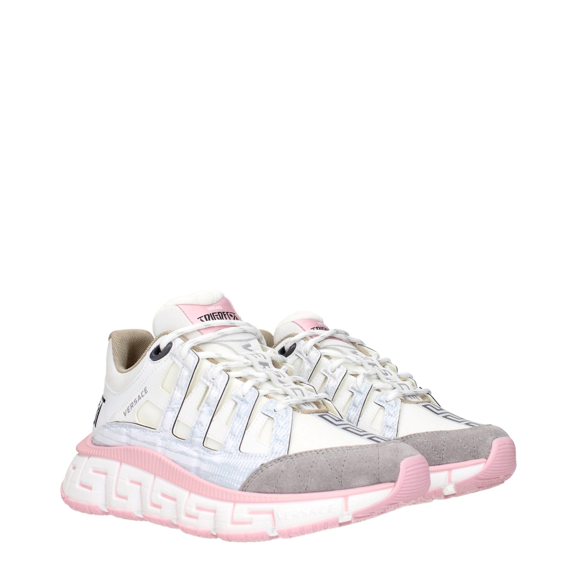 Versace Beige Fabric Athletic Sneakers