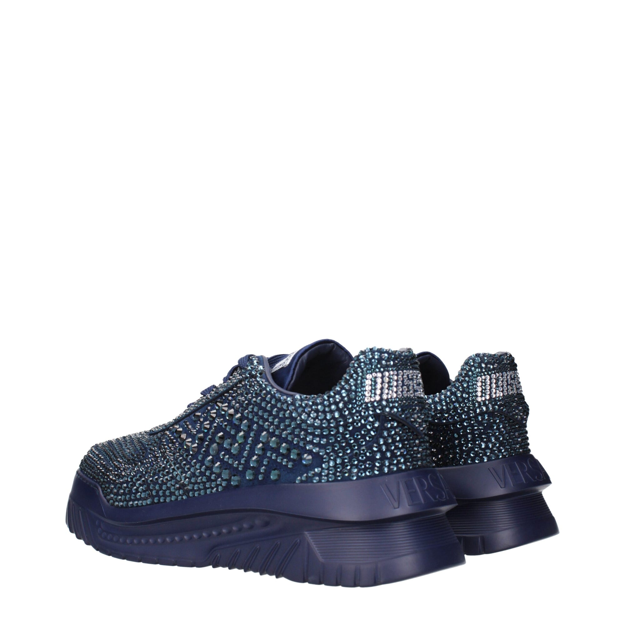 Versace Blue Fabric Chunky Sneakers
