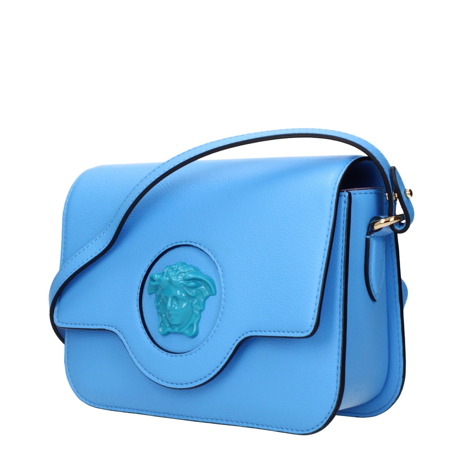 Versace Light Blue Leather Crossbody Bags