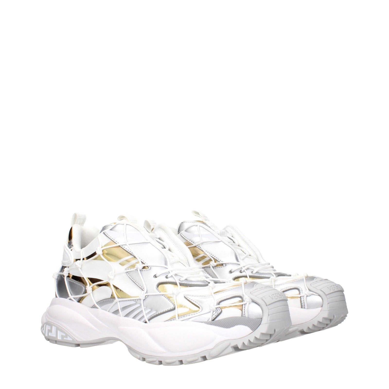 Versace White Fabric Athletic Sneakers