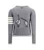Thom Browne Virgin wool Cardigan with embrodery geese