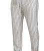 Dolce & Gabbana White Stripes Silk Lounge Trouser Pants