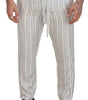 Dolce & Gabbana White Stripes Silk Lounge Trouser Pants