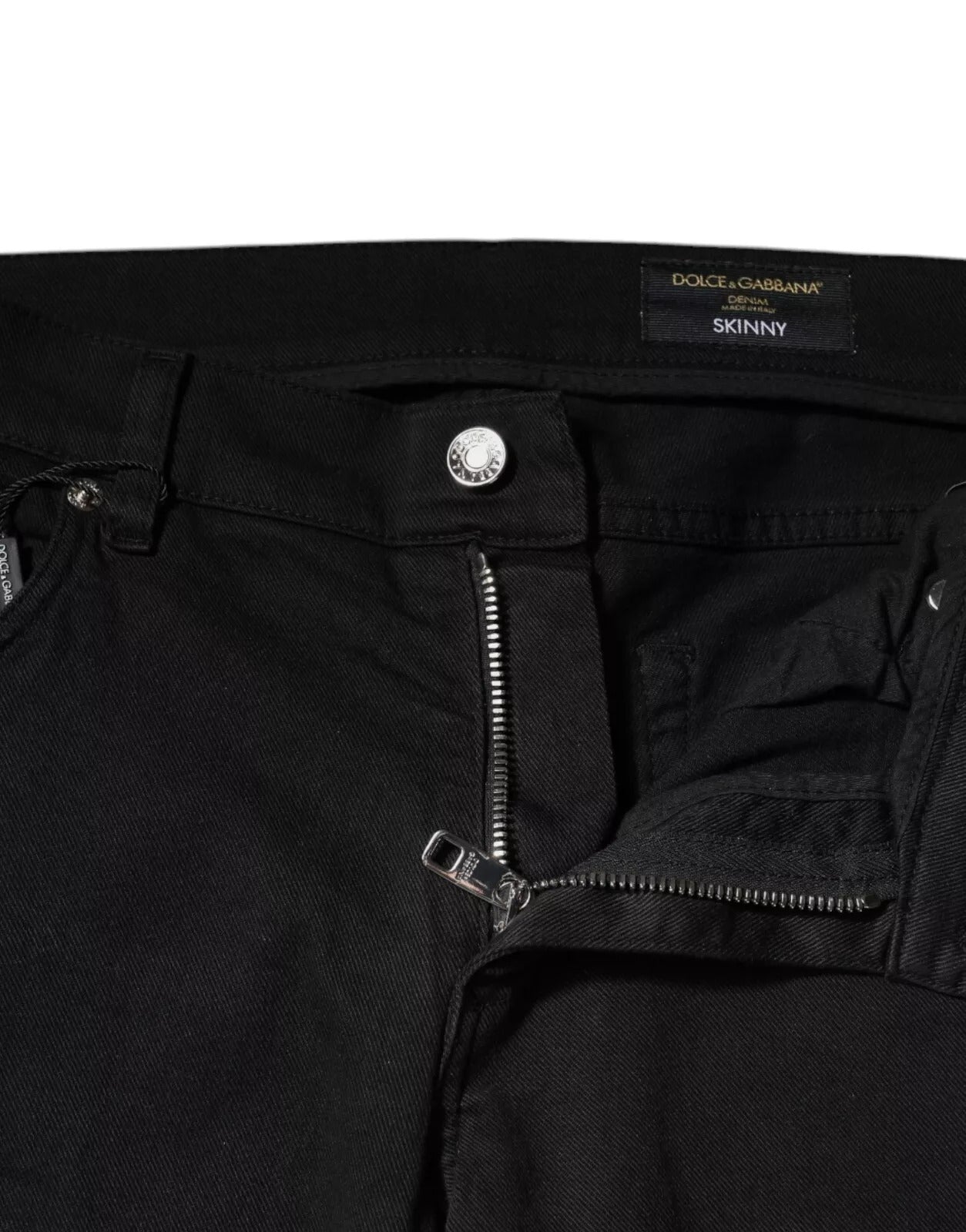 Dolce & Gabbana Black Tattered White Lining Skinny Denim Jeans