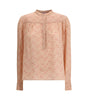 Kristina Ti Blouse with foliage print and refined stand-up collar