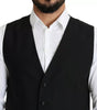 Dolce & Gabbana Black Wool Men Formal Waistcoat Vest