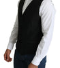 Dolce & Gabbana Black Wool Men Formal Waistcoat Vest