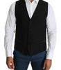 Dolce & Gabbana Black Wool Men Formal Waistcoat Vest