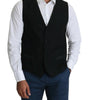 Dolce & Gabbana Black Wool Men Formal Waistcoat Vest