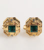 Dolce & Gabbana Emerald Green Crystal Gold Tone 925 Sterling Accessory Cufflink