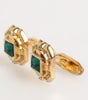 Dolce & Gabbana Emerald Green Crystal Gold Tone 925 Sterling Accessory Cufflink