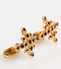 Dolce & Gabbana Gold Tone Brass Cross Crystal Men Accessory Cufflink