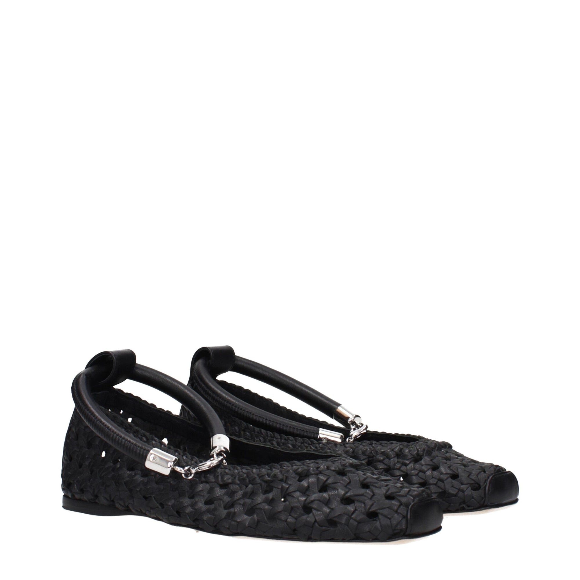 Max Mara Black Leather Ballet Flats