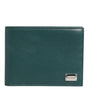 Dolce & Gabbana Green Leather DG Logo Engrave Bifold Card Holder Wallet