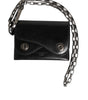 Dolce & Gabbana Black Cavallo Leather Wallet Chain Snap Bifold Card Holder