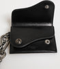 Dolce & Gabbana Black Cavallo Leather Wallet Chain Snap Bifold Card Holder