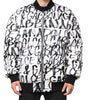 Dolce & Gabbana White Black Graffiti Logo Puffer Bomber Jacket